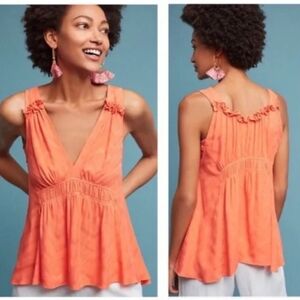 Anthro Maeve Bretta Gathered Tank Top Orange M